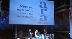 Moment de la presentació del diari "Ara" al Palau de la Música