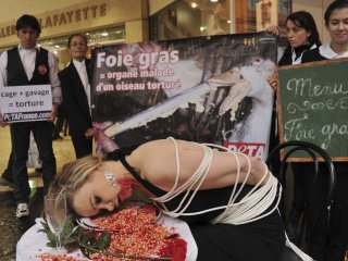 Protesta contra el foie gras.
