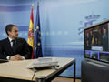 Zapatero fent una videoconferència. (Font:Efe)
