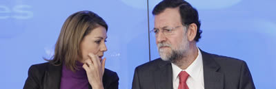 De Cospedal i Mariano Rajoy a la reunió de l'executiva del partit. Foto: EFE