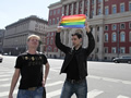 Activistes gais es manifesten a Moscou.