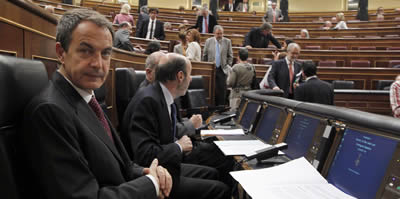 Zapatero a la sessió de control d'aquest dimecres al Conngrés. (Foto:EFE)