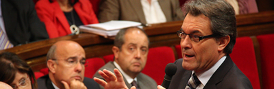 Artur Mas, en un moment de la seva intervenció al Parlament (Foto: ACN)