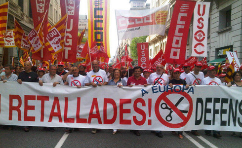 Manifestació sindical contra el Pacte de l'euro
