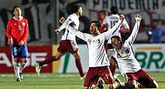 Els jugadors de Veneçuela celebren el triomf. (Foto: EFE)