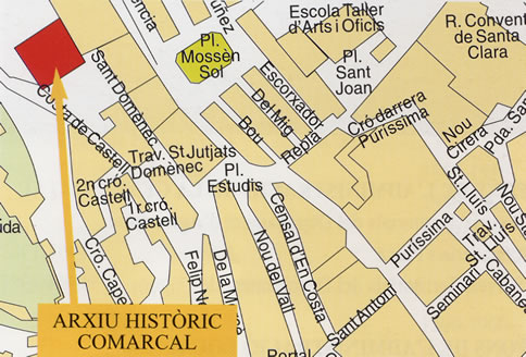 Imatge del planol de localització de l'Arxiu Comarcal Històric