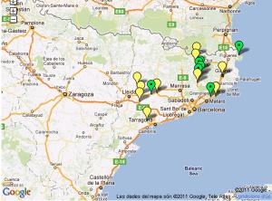 Els adherits · Mapa dels municipis que s'han afegit a l'Associació -en verd- i els que  tenen previst fer-ho -en groc. Elaborat per Directe.cat
