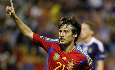 David Silva celebra un gol amb Espanya