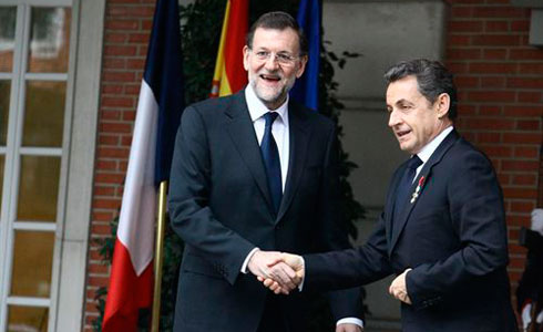 Mariano Rajoy i Nicolas Sarkozy en la Moncloa