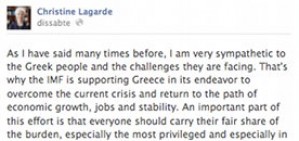 ...un any: Més de 18.000 rèpliques a la nota de Lagarde a Facebook