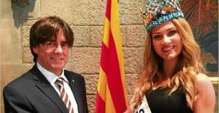 Puigdemont rep la Miss Món Mireia Lalaguna 