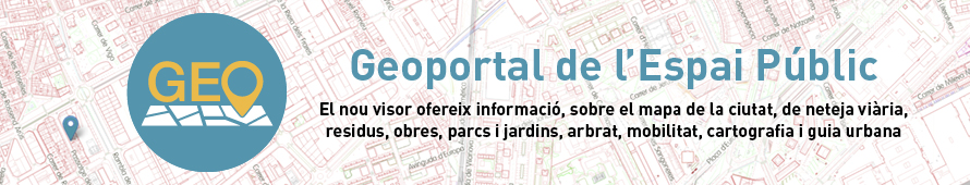 Geoportal de l’espai públic. El nou visor ofereix informació, sobre el mapa de la ciutat, de neteja viària, residus, obres, parcs i jardins, arbrat, mobilitat, cartografia i guia urbana