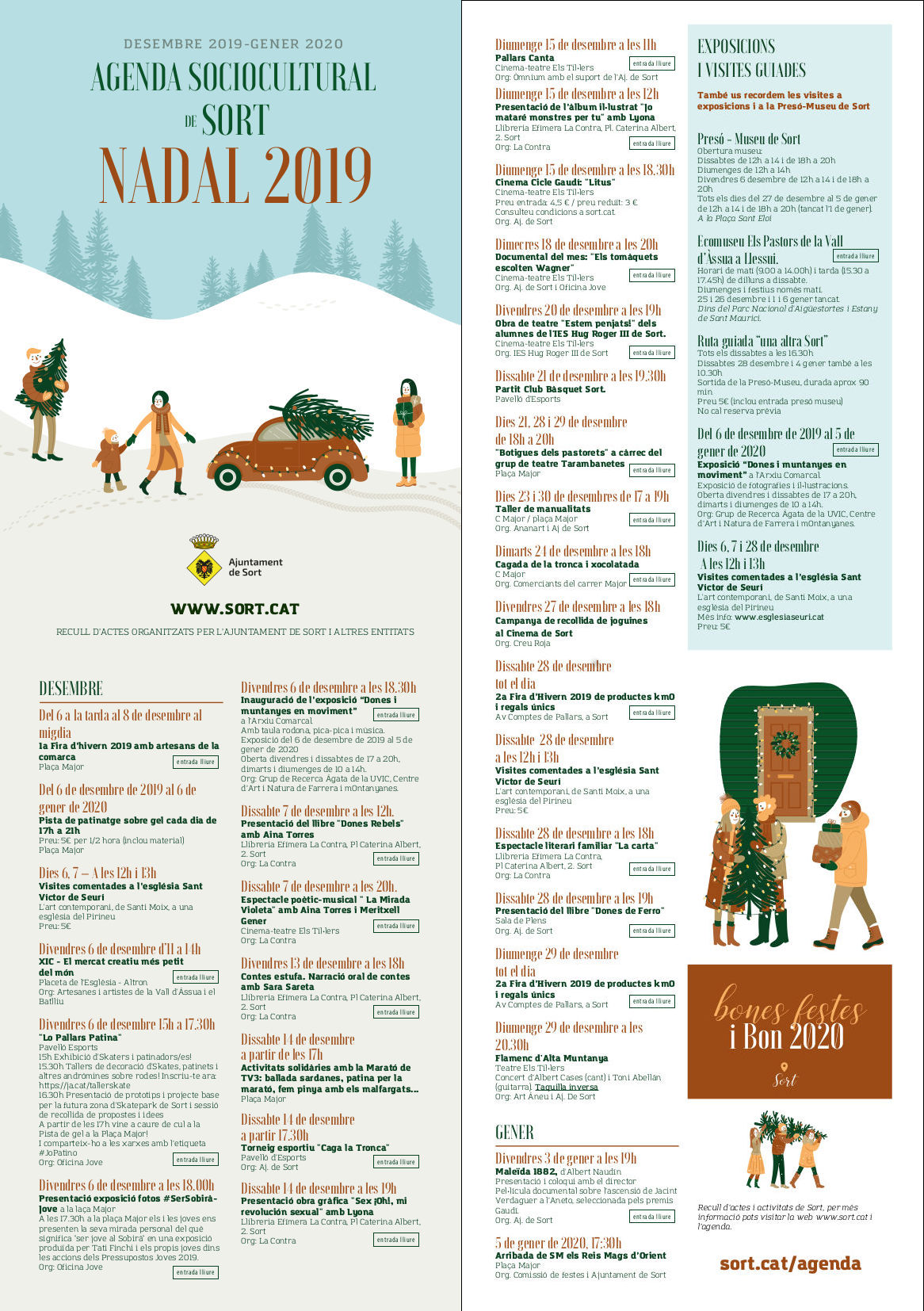 Cartell amb totes les activitats que hi ha durant el Nadal 2019 al municipi de Sort