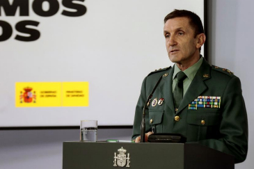 El general de la Guardia Civil José Manuel Santiago, durante una rueda de prensa del comité de seguimiento del coronavirus.
