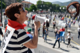 Las asociaciones de pensionistas de Vizcaya retoman las protestas de los lunes frente al Ayuntamiento de Bilbao