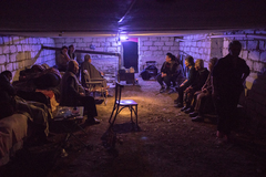 Sótano de Stepanakert reconvertido en refugio subterráneo.