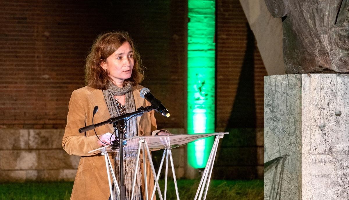 La historiadora Queralt Solé, en un acte a Granollers en motiu del 80è. aniversari de l'afusellament del president Lluís Companys.