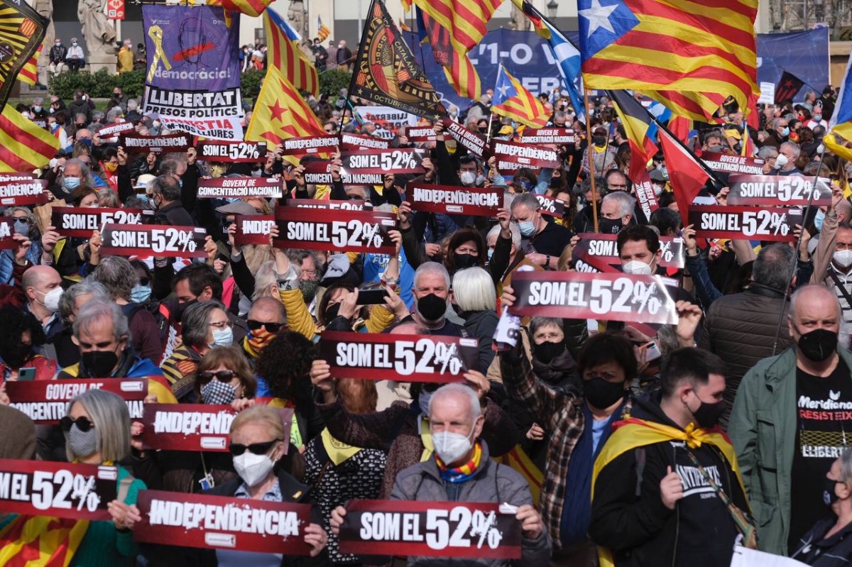 Manifestació de l'ANC a Plaça Catalunya reivindicant la majoria independentista.