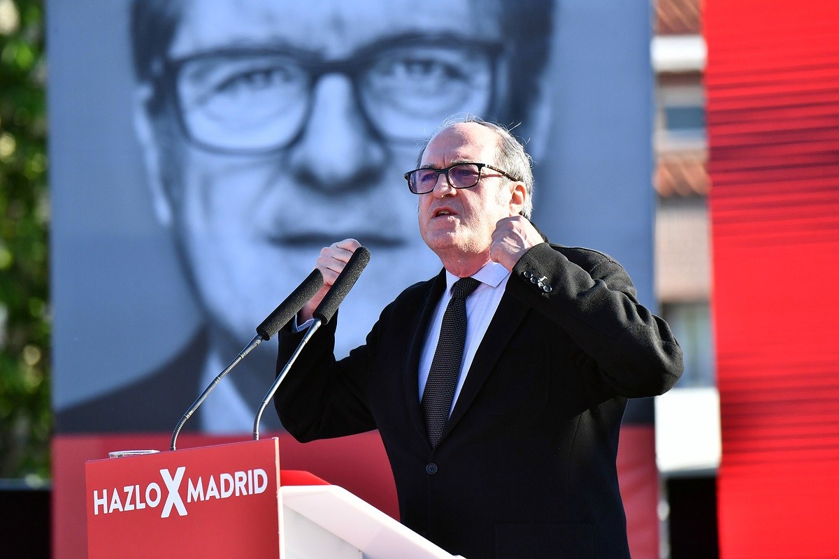 Ángel Gabilondo, en un míting electoral. 