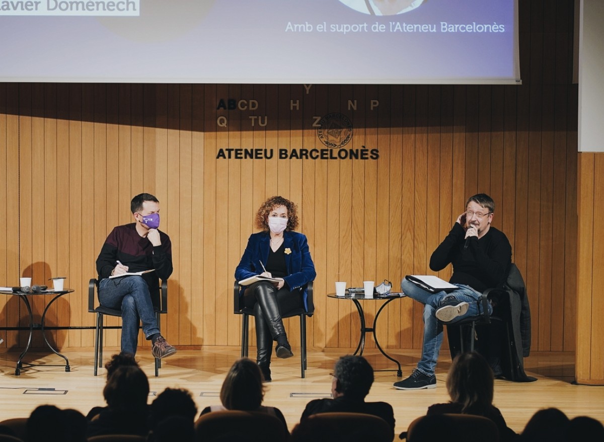 Pablo Iglesias, Ester Capella i Xavier Domènech. | ND