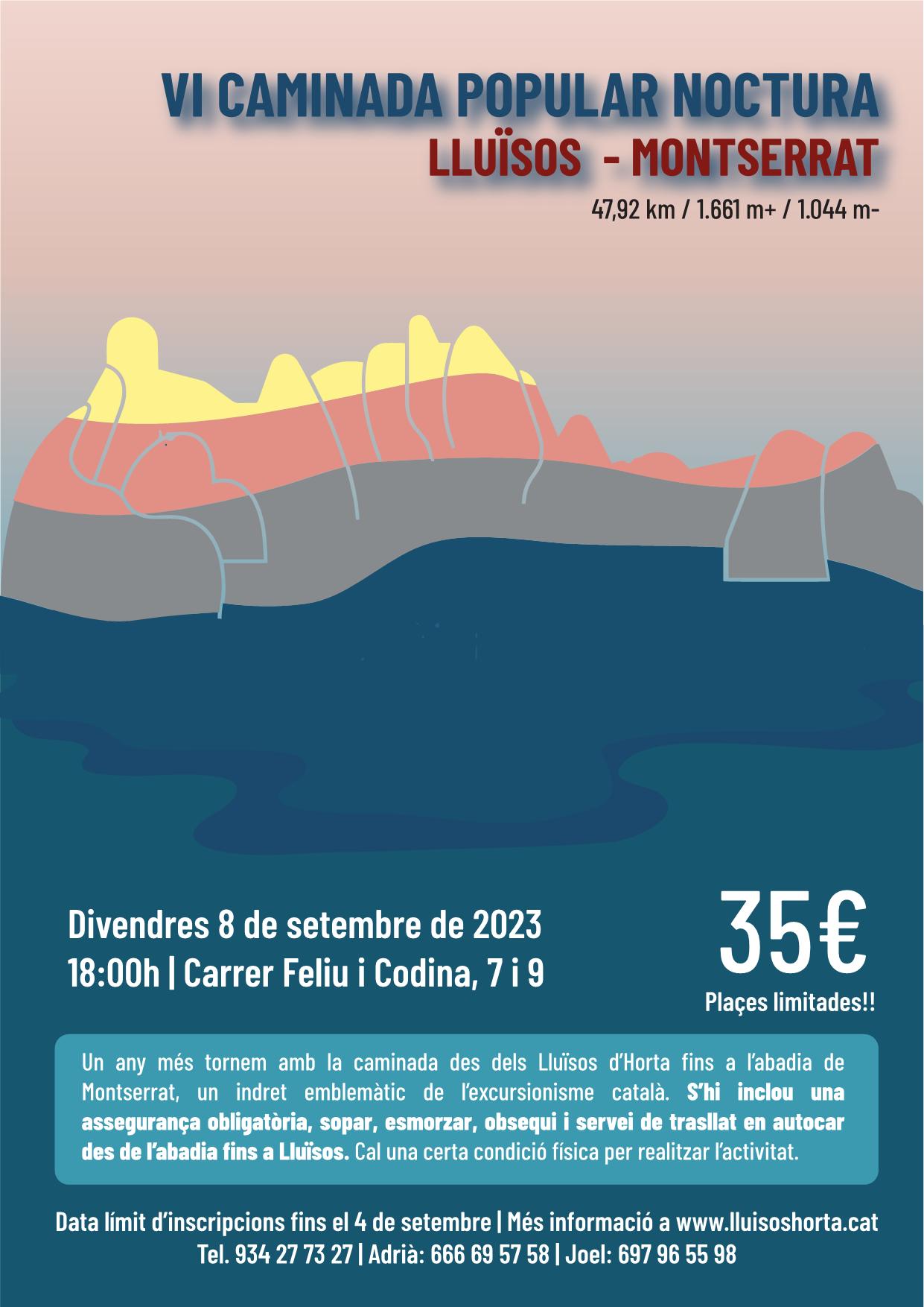 Festa Major d'Horta 2023 - VI Caminada popular nocturna Horta - Montserrat