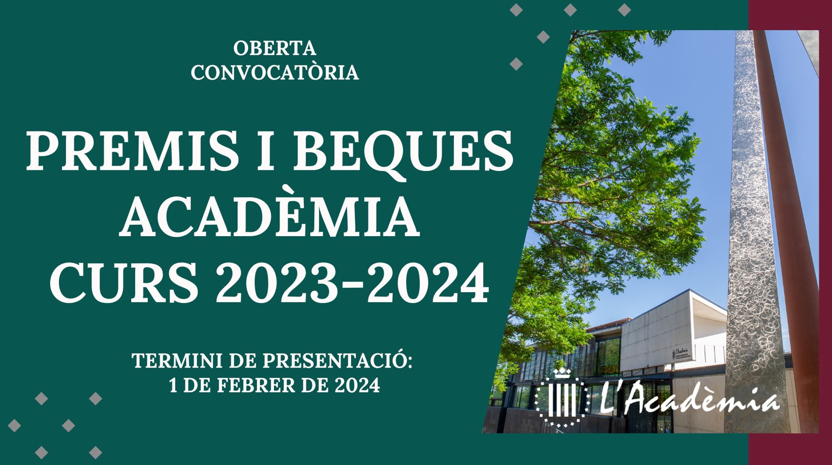 L'Acadèmia convoca els seus premis institucionals del curs 2023-2024
